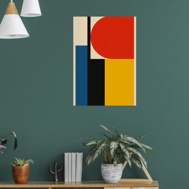 Bauhaus Abstract Poster | Red Blue Yellow Bold (Living Room 1)