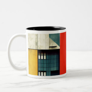 Bauhaus architecture illustrated Two-Tone coffee mug