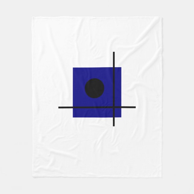 Bauhaus Art Blue Geometric Composition Fleece Blanket (Front)