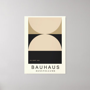 Bauhaus Beige Black Half Circle Modern Art Print