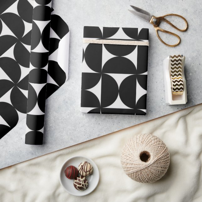 Bauhaus Black Geometric Pattern Wrapping Paper (Crafts)