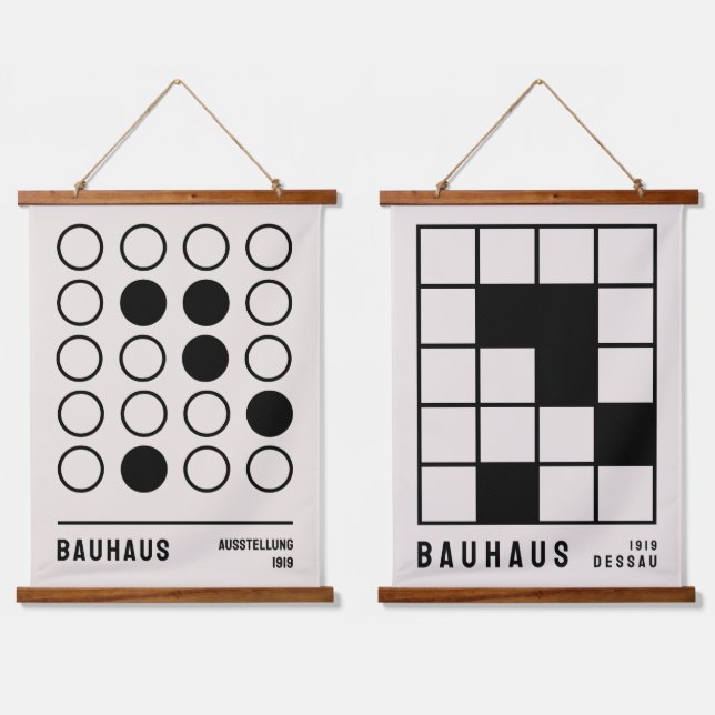 Bauhaus Black Shapes Exhibition 1919 Set Hanging Tapestry (Double)