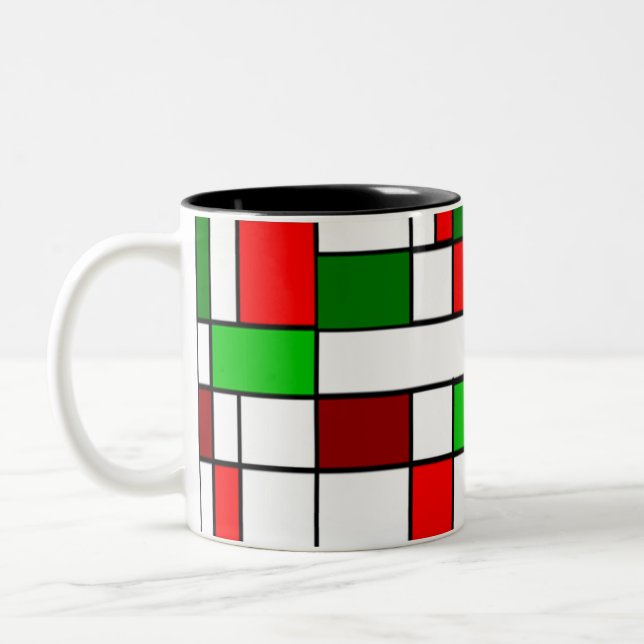 Bauhaus Christmas Two-Tone Coffee Mug (Left)
