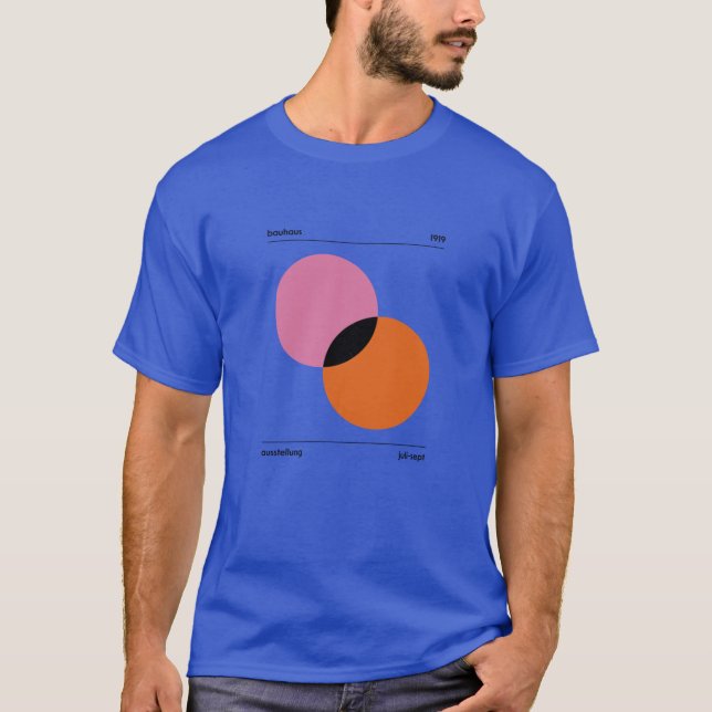 Bauhaus Circles Overlapping Pink Orange Oversized T-Shirt (Front)