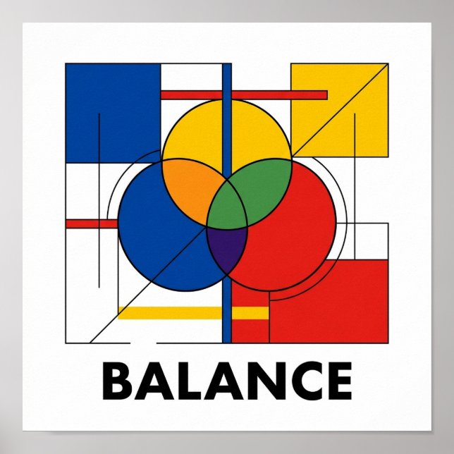 Bauhaus Circles Typography Square Poster (Front)