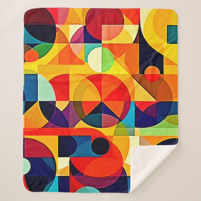 Bauhaus Colour Geometry Design Sherpa Blanket (Front)