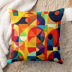 Bauhaus Colour Geometry Design Throw Pillow
