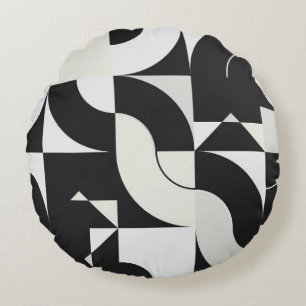 Bauhaus composition artwork made with abstract ele round pillow