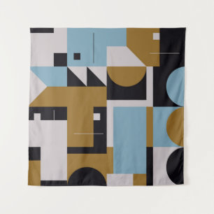 Bauhaus composition artwork made with abstract ele tapestry