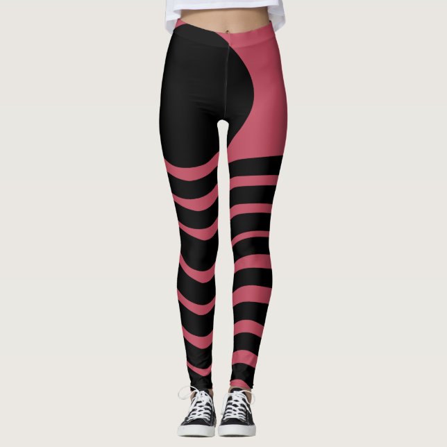 Bauhaus Deep Pink Abstract Leggings (Front)