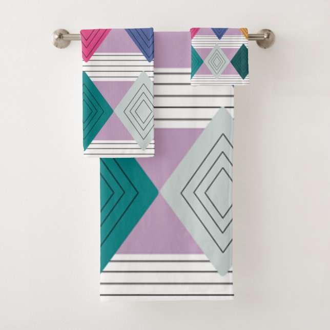 Bauhaus Diamond Quilt Bath Towel Set (Insitu)