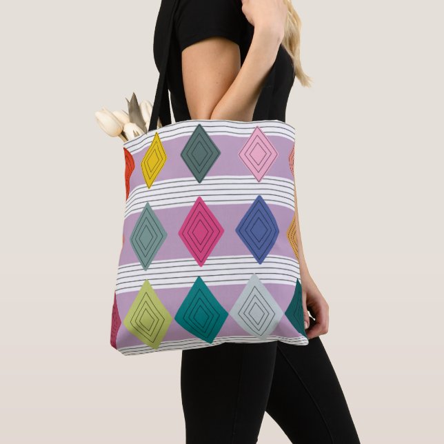 Bauhaus Diamond Quilt  Tote Bag (Close Up)