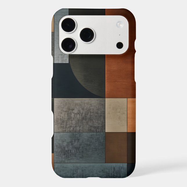 Bauhaus Earthy Geometric Block Pattern iPhone Case (Back)