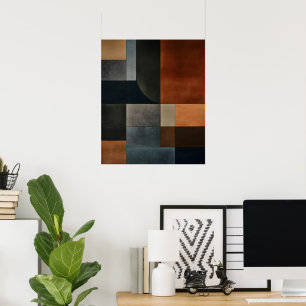 Bauhaus Earthy Geometric Pattern Abstract Poster 