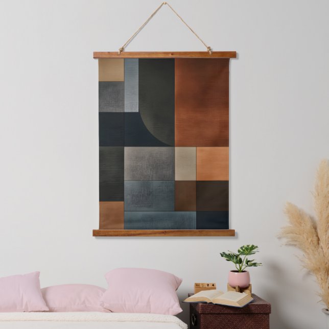 Bauhaus Earthy Geometric Pattern Wall Tapestry  (Bedroom)