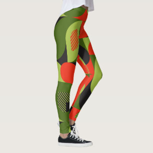 Bauhaus Geometric Abstract Color Block Design Leggings