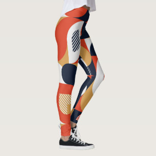 Bauhaus Geometric Abstract Color Block Design Leggings