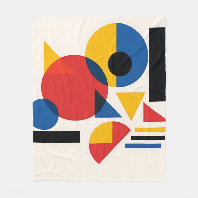Bauhaus Geometric Abstract Composition Fleece Blanket (Front)