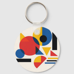 Bauhaus Geometric Abstract Composition Keychain