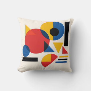 Bauhaus Geometric Abstract Composition Throw Pillow