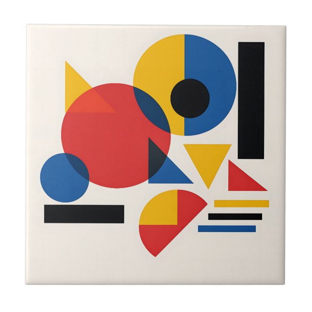 Bauhaus Geometric Abstract Composition Tile (Front)