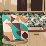 Bauhaus geometric abstract N2 Tile<br><div class="desc">Bauhaus style geometric abstract tile in turquoise, wine and burnt sienna colour palette.</div>