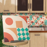 Bauhaus geometric abstract N3 Tile<br><div class="desc">Bauhaus style geometric abstract tile in turquoise, wine and burnt sienna colour palette.</div>