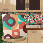 Bauhaus geometric abstract N6 Tile<br><div class="desc">Bauhaus style geometric abstract tile in turquoise, wine and burnt sienna colour palette.</div>