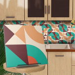 Bauhaus geometric abstract N7 Tile<br><div class="desc">Bauhaus style geometric abstract tile in turquoise, wine and burnt sienna colour palette.</div>