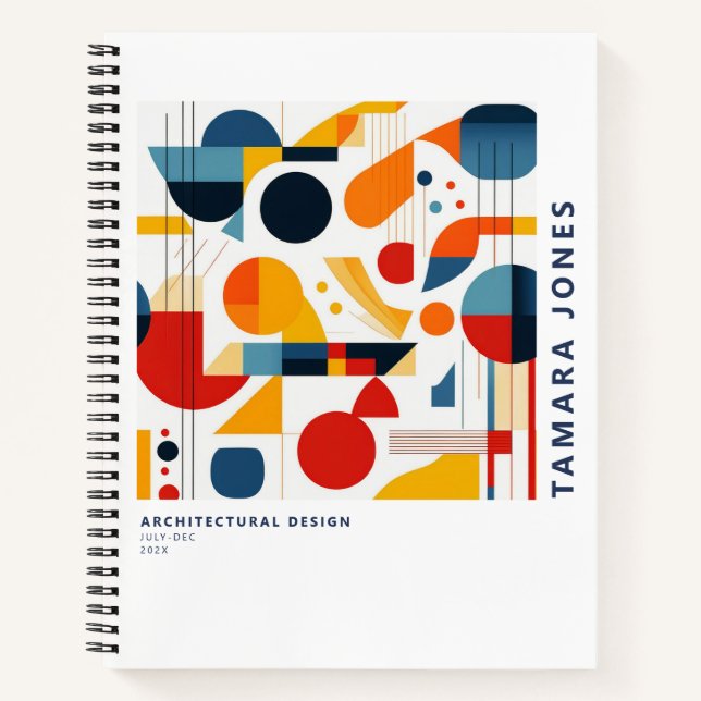Bauhaus Geometric Abstract Pattern#6 ID1068 Notebook (Front)