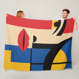Bauhaus Geometric Abstract Woman Portrait Art Fleece Blanket
