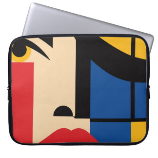 Bauhaus Geometric Abstract Woman Portrait Art Laptop Sleeve