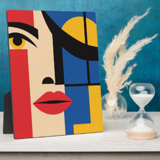 Bauhaus Geometric Abstract Woman Portrait Art Plaque