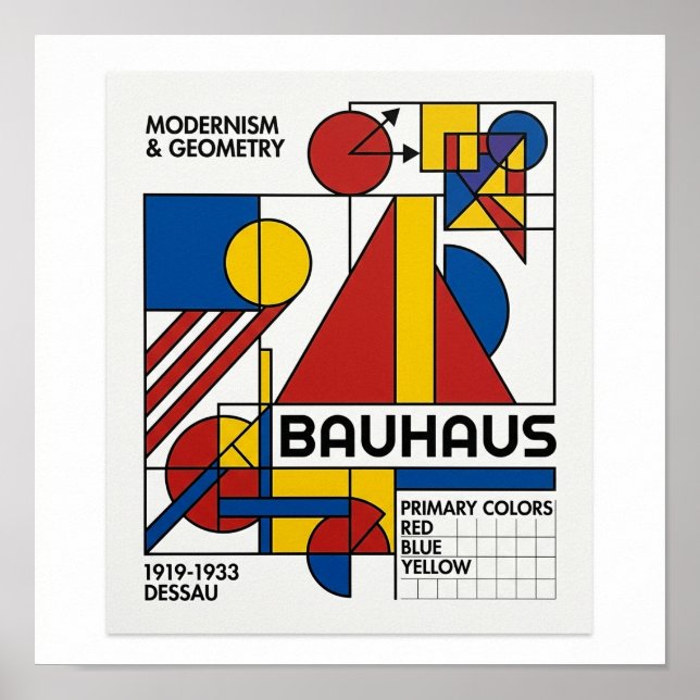 Bauhaus Geometric Composition Square Poster (Front)
