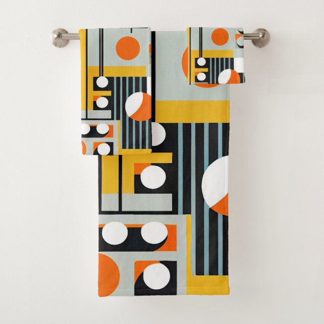 Bauhaus Geometric Design 01 Perfect For Bath Towel Set (Insitu)