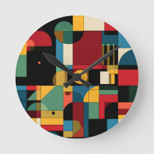 Bauhaus Geometric Grid Abstract Modern Wall Clock