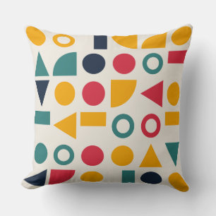 Bauhaus Geometric Shapes Seamless Pattern Throw Pillow