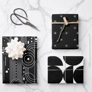 Bauhaus geometry-black and white -minimal  wrapping paper sheet