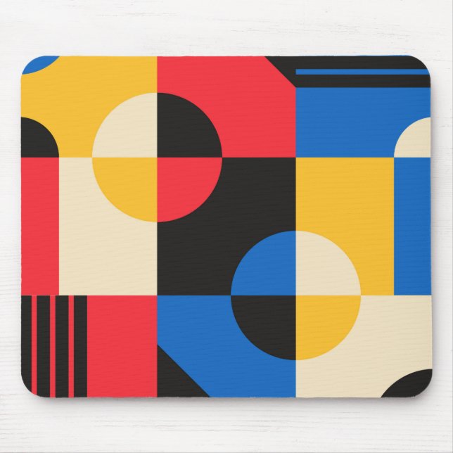 Bauhaus Geometry Pattern Mouse Pad (Front)