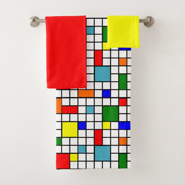 Bauhaus Grid  Bath Towel Set (Insitu)