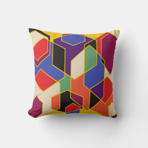 Bauhaus Hexagons Throw Pillow