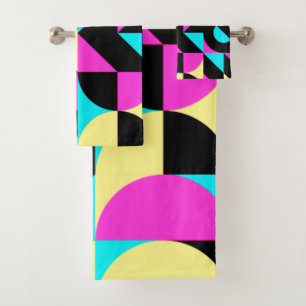 Bauhaus Inspired Geometric Pattern  Bath Towel Set