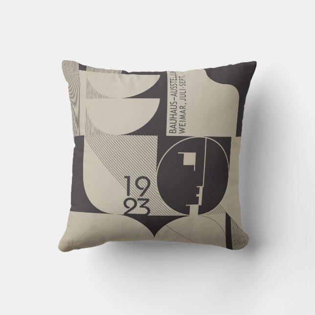 Bauhaus Inspired Geometric Pattern Throw Pillow (Back)
