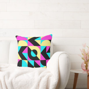 Bauhaus Inspired Geometric Pattern Throw Pillow