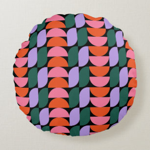 Bauhaus Mid Century Modern Geometric MCM Retro Round Pillow