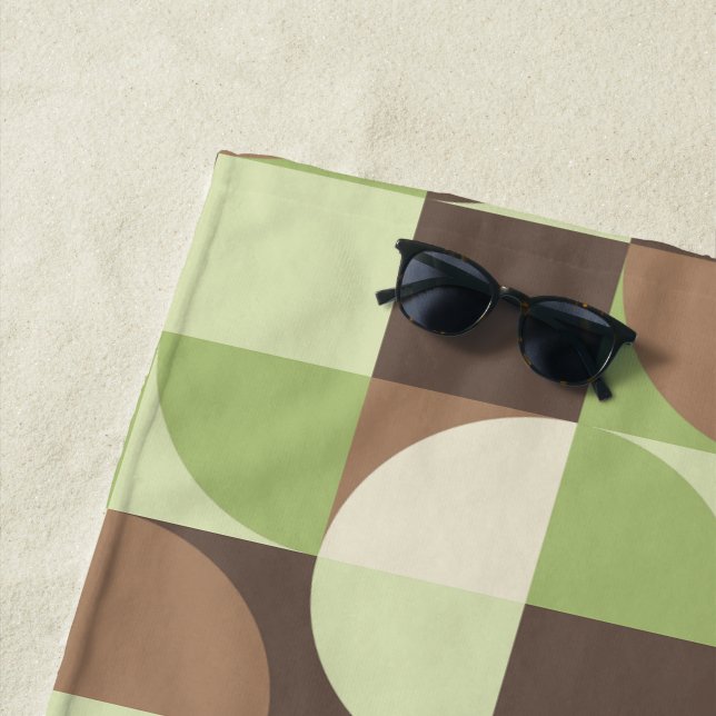 Bauhaus Mid Century Modern Leaf and Tree MCM Beach Towel (In Situ)