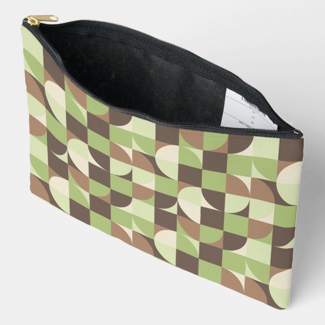 Bauhaus Mid Century Modern Leaf and Tree Retro Accessory Pouch (Open)