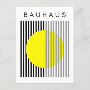Bauhaus Modern Art Yellow Circle Stripes Postcard