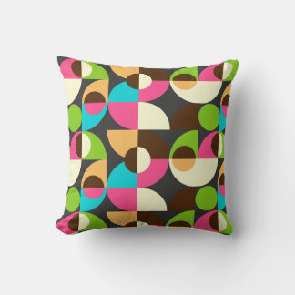 Bauhaus neon tile pattern throw pillow