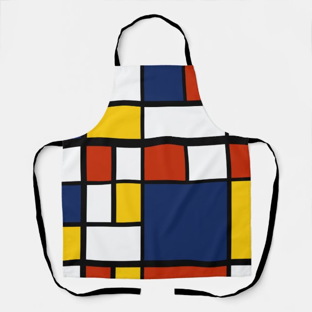 bauhaus pattern abstract geometric art painting mo apron (Front)